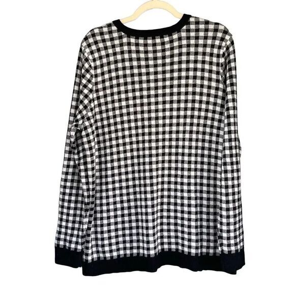 S1 Isaac Mizrahi Live! Gingham‎ Plaid Button Cardigan Sweater - Picture 3 of 7
